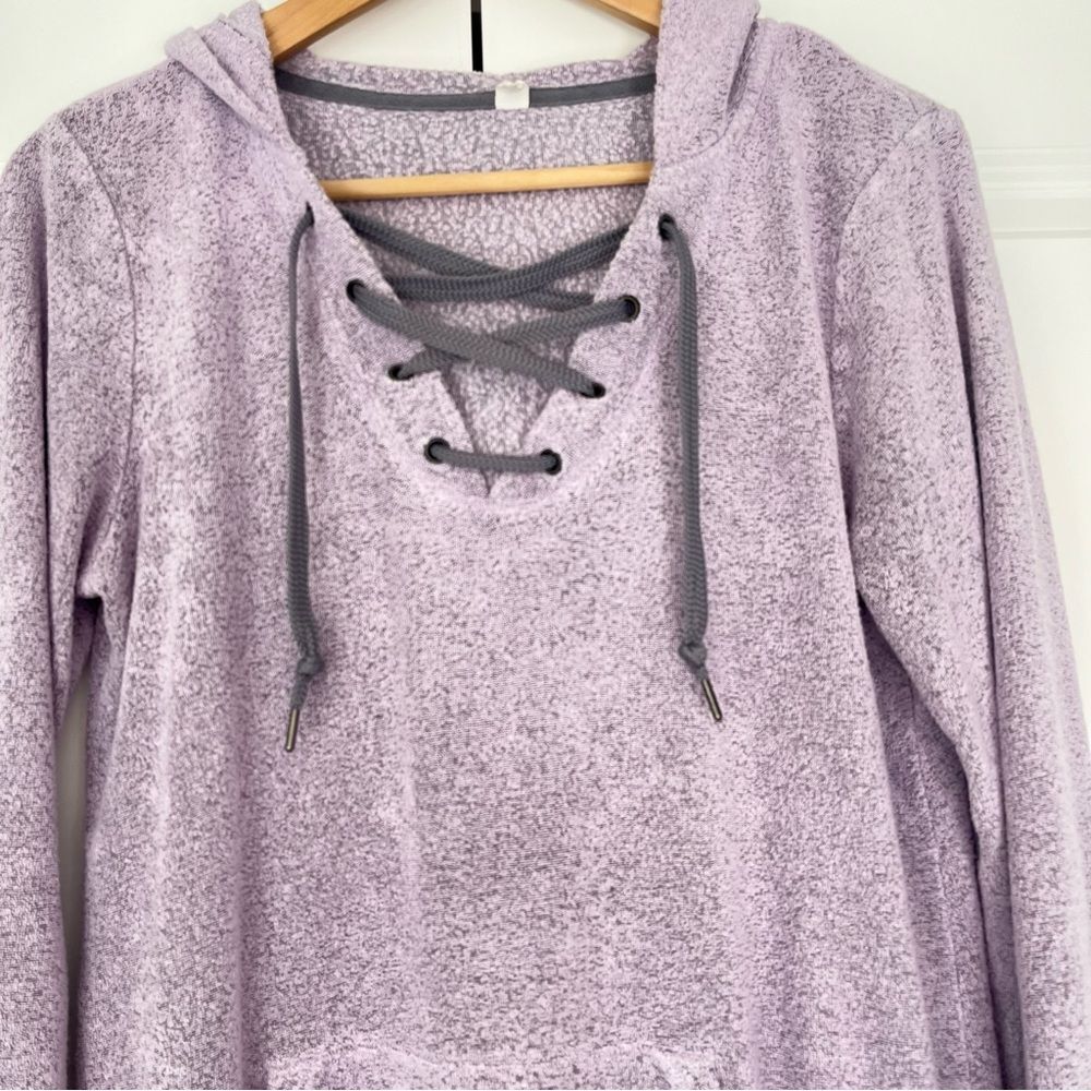 Ideology Lace-Up Hoodie Frosted Lavender Women's Sweatshirt Size Medium